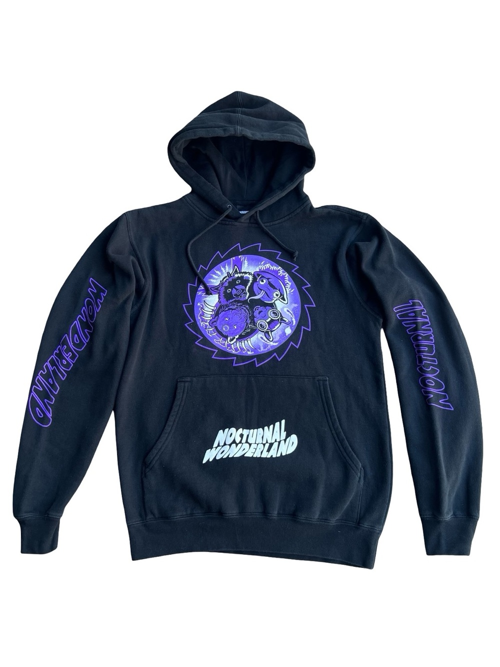 Insomniac Nocturnal Wonderland 2023 Black Graphic Hoodie Adult S EDM Rave Dance